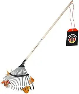 Laubbesen verzinkt, 47 cm breit, 135 cm Eschenholzstiel - robuster Fächerbesen &