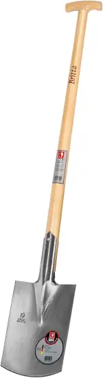 BRITTA-Spaten Gärtner Form | für mittelfeste und leicht steinige Böden | Leichter Damenspaten mit kleinerem Blatt, ohne Tritt, Eschen-T-Stiel 85 cm
