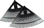 2X Gartenrechen, Extra Breit XXL, Schwarz Rechen, Laubbesen Laubrechen Laubfeger aus Kunststoff, 58 cm Breit Harke 27 Zinken, Set 2 STK.