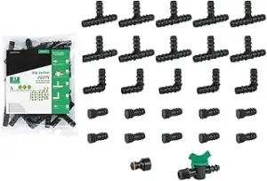 27 Stück Tropfbewässerung Zubehör 16mm – Verbinder Set mit Hahnanschluss, Ventil