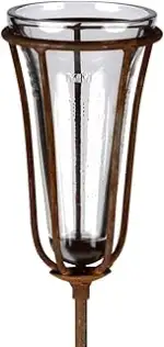 Hirsch Terracotta Regenmesser auf Stab aus Metall in Rost, stabil und robust, für den Garten, Nie...