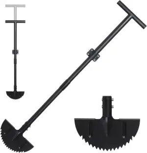 Rasenkantenstecher mit Verstellbarem Griff, Manueller Kantenschneider Schwarz 86-106cm, Professioneller Scharfer Sägezahn Halbmond Rasenschäler für Gehwege, Beete, Gartenkanten Hof