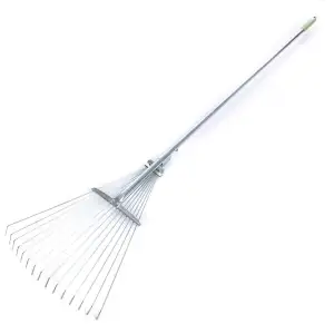 Gartenrechen Teleskop Fächerbesen verstellbar Drahtbesen Laubbesen Harke 156cm v