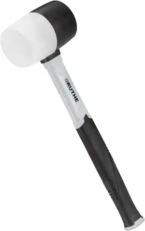 RUTHE Gummihammer FS schwarz/weiß 450 g | Pflasterhammer & Kunststoffhammer mit Fiberglasstiel | ...