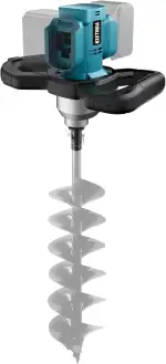 Akku Erdbohrer für Makita 18V Batterie(Ohne Akku, Ohne Bohrer), 1200W Bürstenloser Professional Erdlochbohrer Eisbohrer, Passend für Ø 4cm bis Ø 30cm Erdbohrer, für Zaunbau, Garten & Fundament