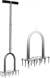 Walensee Rasenbelüfter Spike Metall Manuelle Vertikutierung Boden Belüftung Rasen mit 15 Eisen Sp...