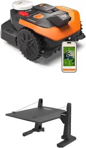 Worx Landroid Vision Cloud WR305E 2WD Mähroboter mit Garage, kabelloser Rasenmähroboter für bis z...