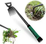 Gartenarbeit Hand Unkrautstecher, Gartenwerkzeug Unkraut Entferner Gerät, Entwurzelungswerkzeug Unkrautjäter mit Langem Stiel Unkrautjäter Fugenkratzer mit Stiel Gummigriff 6 Zähne
