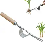 Manueller Weeder,Länge 31cm Wurzeljäter mit Holzgriff,Unkrautstecher Edelstahl,Löwenzahnzieher,Unkraut Entferner Gerät Edelstahl,Hand Unkrautstecher,Garden Hand Weeder zum Graben,Jäten,Lösen,1 Stück