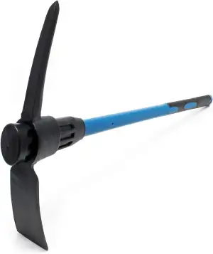 Wiltec Kreuzhacke mit Stahlkopf und Fiberglasstiel, Spitzhacke mit gummierten Gr