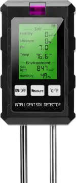6 in 1 Bodenmessgerät, PH/Temperatur/Feuchtigkeit/Licht, Dual-Probe-Technologie Bodentester, ph w...