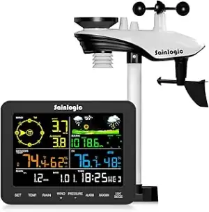 Sainlogic 5-in-1 wetterstationen, Wetterstation Funk mit Außensensor, Windmesser