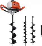 Benzin Erdbohrer 5,2 PS mit 3 Bohraufsätzen Ø100/150/200 mm, Erdlochbohrer Pfahlbohrer Motorbohrmaschine inkl. Ölkontrollfenster, Garten, Zaunbau, Landwirtschaft, Forstwirtschaft