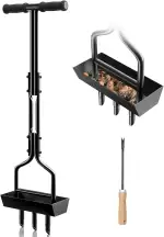 EEIEER Rasenlüfter, Aerifizierer für Rasen Hohlspoon mit Ablageschale und Gartengeräten, T-Griff Rasenbelüfter Vertikutierer Heavy Duty Rasenspecht Rasen Belüften für Verdichtete Böden Rasenpflege
