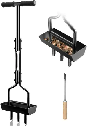 EEIEER Rasenlüfter, Aerifizierer für Rasen Hohlspoon mit Ablageschale und Garten