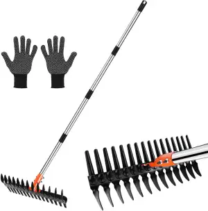 Vertikutierrechen für Rasenflächen – 38 cm breiter Rechen mit Zwei-Seiten-Zinken