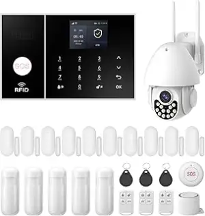 LWOHSI 25-teiliges GSM-WLAN- und 4G-Hausalarmsystem mit 3-MP-Kamera, professione