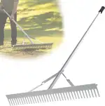92cm Rechen, Harke Garten mit 170cm Stiel, Gartenrechen Leicht aus Aluminium, Rasenrechen Landschaftsrechen Planierrechen, Gartenzubehör zum Lockern Boden und Nivellieren Rasen