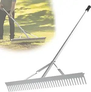 92cm Rechen, Harke Garten mit 170cm Stiel, Gartenrechen Leicht aus Aluminium, Ra