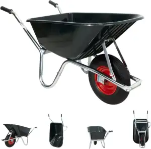 Schubkarre PP 100 l PU Rad BAU Karre Gartenschubkarre Bauschubkarre Schiebkarre 