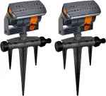 2 Stück Viereckregner 16 Löcher mit Bodennadel 90 M² Rasensprenger Viereckregner Fächerspray Einstellbarer Wasserdurchfluss Rasensprinkler von Pflanzen in Gärten Rasenflächen Gemüsegärten (2pcs)