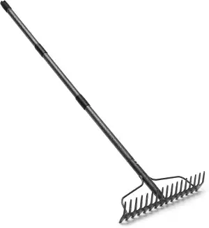 Gartenrechen mit 17 Zinken, Großflächen Laubrechen mit breitem Kopf, Gartenharke