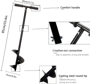 Kompostwender Belüfter Stahl schwarz Outdoor Kompostierbecher
