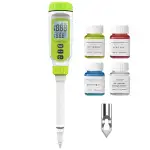 Tadeto pH Messgerät, Hohe Präzision Digitale pH Tester für Wasser, Erde, Pool, Boden, Trink, Garten, pH Meter mit Thermometer LCD Display und Kalibrierung Set und Legierung Schutzkapp