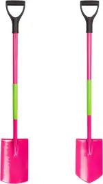 2X Gartenspaten aus Gehärtetem Borstahl - 115 cm - Spitzspaten und Runder Spaten für Frauen - Grabspaten mit Ergonomischem Stiel und D-Griff - Damenspaten mit Breite Trittkante - Made in EU