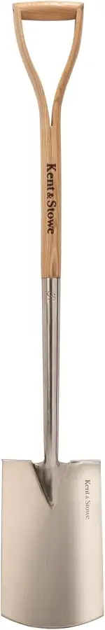 Kent & Stowe Gärtnerspaten – Profi-Spaten aus Edelstahl, für Harte und steinige Böden, Gartenspaten mit Stiel aus Eschenholz, Länge: 110 cm