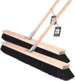 Straßenbesen 2er Set – Besen mit Holzstiel & weichen Borsten – Besen 800 mm + Stiel 120cm Außenbe...