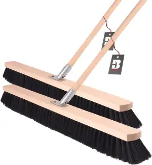 Straßenbesen 2er Set – Besen mit Holzstiel & weichen Borsten – Besen 800 mm + St