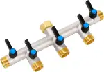 5-Wege Verteiler [Großer Durchfluss], 3/4 Zoll Wasserhahn Wasserverteiler aus Vernickeltem Messin...