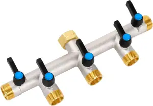 5-Wege Verteiler [Großer Durchfluss], 3/4 Zoll Wasserhahn Wasserverteiler aus Ve