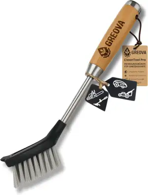 Premium Reinigungsbürste für Mähroboter & Gartengeräte - integrierter Schaber, materialschonende ...