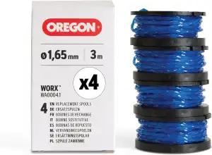Oregon Vorgefüllte Fadenspule für Worx Rasentrimmer, Ersatzspule mit Mähfaden für WA0004.1, für Worx Freischneider, Gatorline 1,65mm, 4er-Set