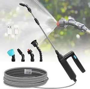 auvstar Akku Drucksprüher, Elektrischer Pflanzensprüher,5M Schlauch, 4 Düsen Elektrischer Drucksprüh
