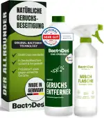 BactoDes Spezial Geruchsneutralisierer 1L I Enzymreiniger mit biologischer Mikrobenkraft & Tiefenwirkung inkl. Spray-Mischflasche I Effektiver Geruchsentferner für Haus, Auto & Textilien