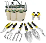 QRD Gartengeräte Set 8 in 1 Gartenwerkzeug mit Aufbewahrungstasche Gartenschaufel mit Gummigriff ...
