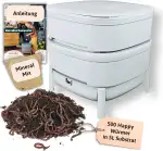 Wurmbox Komposter grau mit 2 Etagen | Wurmkomposter Starterset inkl. 500 Kompostwürmer