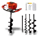 IMJ-Global – Erdbohrer Benzin DEMON da 62cc – 5,2 PS mit 2-Takt-Motor, Benzin-Öl-Gemisch, Benzin Erdbohrer Gartenbohrer Professioneller mit 3 Bohrspitzen (Ø 100 mm, 150 mm, 200 mm)