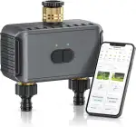 Brandson - Bewässerungscomputer Smart mit WLAN - 2 Ausgänge - WiFi Bewässerungssystem Garten - Bewässerungstimer - mit App - Automatische Bewässerung - Regenverzögerung - Alexa, Google Assistant