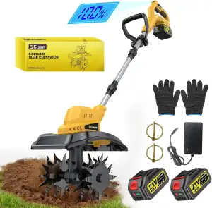 Akku-Bodenhacke Motorhacke für Makita 18V Akku, 400 U/min Elektro-Bodenhacke mit 2 × 4,0-Ah-Akku, 23 cm Breite&21 cm Tiefe, Klappbare Gartenfräse für Gartenfräse zum Umgraben und Auflockern