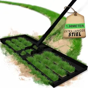Garten Rasen-Nivellierungsrechen XXL,Edelstahl-Ebnungsplatte, Verstärkte Schweiß