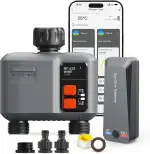 2er-Packu Bewässerungscomputer WLAN mit 300M RF-Technologie, Bewässerungsuhr für Gartenbewässerung Kompatibel mit Alexa & Smart Life App, Automatischem Bewässerungssystem für Garten Rasen
