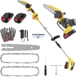 2-in-1 Akku Teleskop Hochentaster, 6 Zoll Hochentaster Akku Elektrisch, 21V Teleskop Astsäge Astschere mit 2 x 2000mAh, Handkettensäge für Gartenscheren Astschere Holzschneidenz