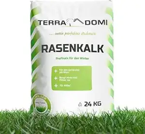 TerraDomi Rasenkalk & Gartenkalk 24kg | Beugt Moos & Pilzen vor | Zur Erhöhung des pH-Wertes saur...