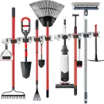 ibell 2 Stück Besenhalterung Wand, Gerätehalter Edelstahl mit 4 Halter und 5 Haken, Gartengeräteh...