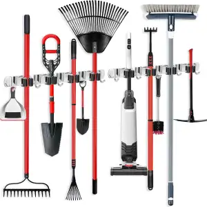 ibell 2 Stück Besenhalterung Wand, Gerätehalter Edelstahl mit 4 Halter und 5 Hak