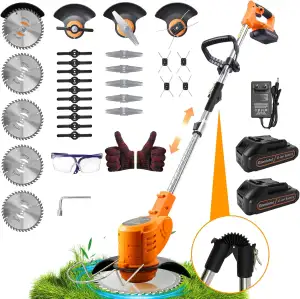 Rasentrimmer mit Akku 21V, Klappbarer Akku Freischneider mit 4.0AH Batterien, Ak